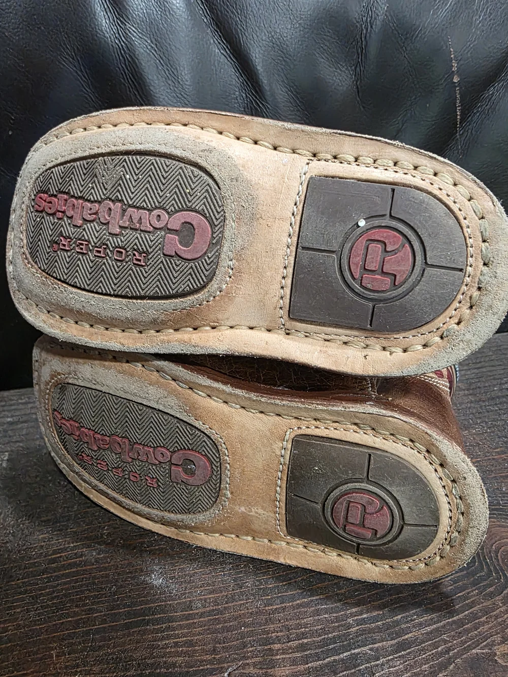 Roper Brown Kids Cowboy Boots with Flag Shaft